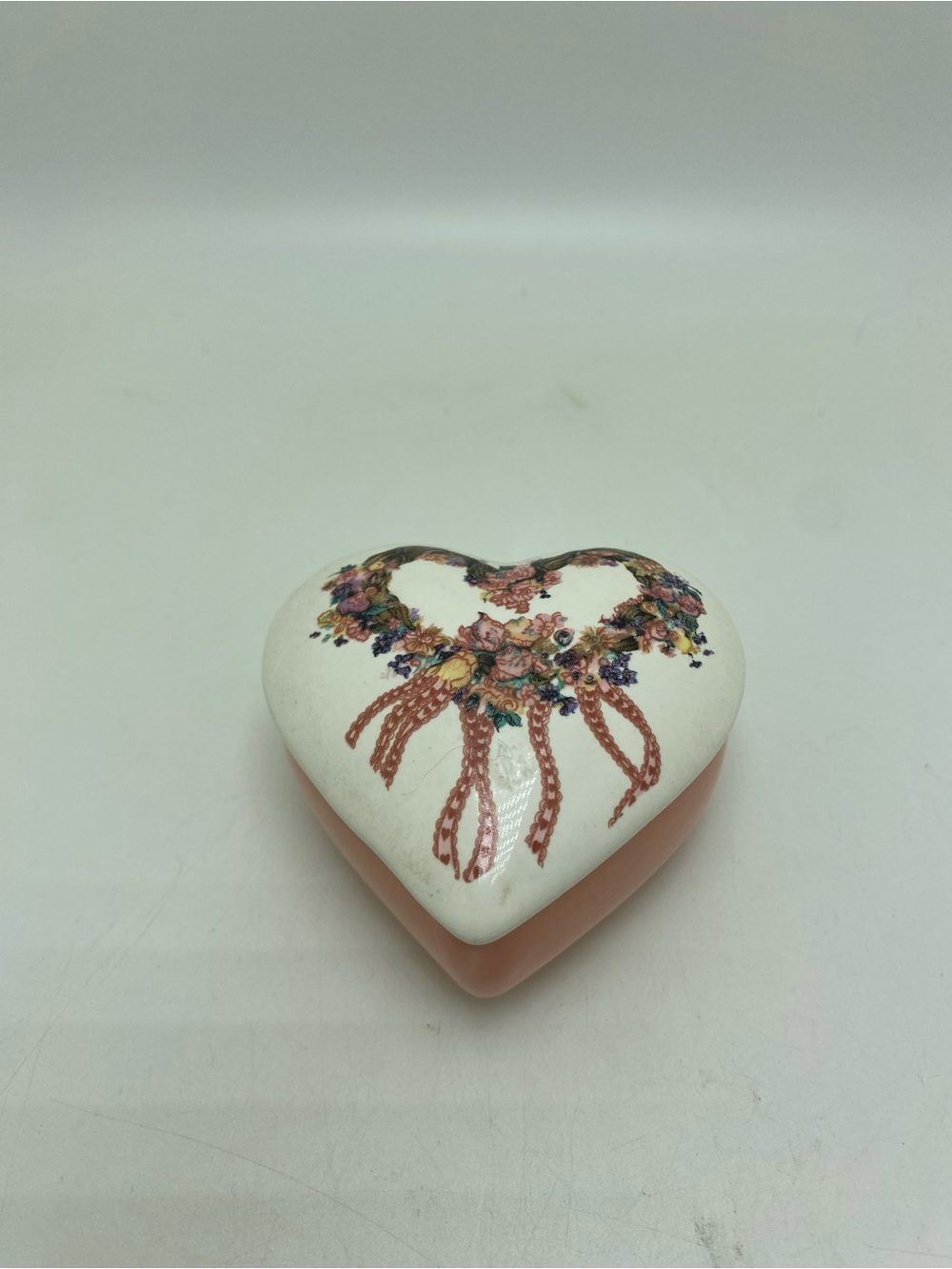 Vintage Pink Heart Trinket Box Small